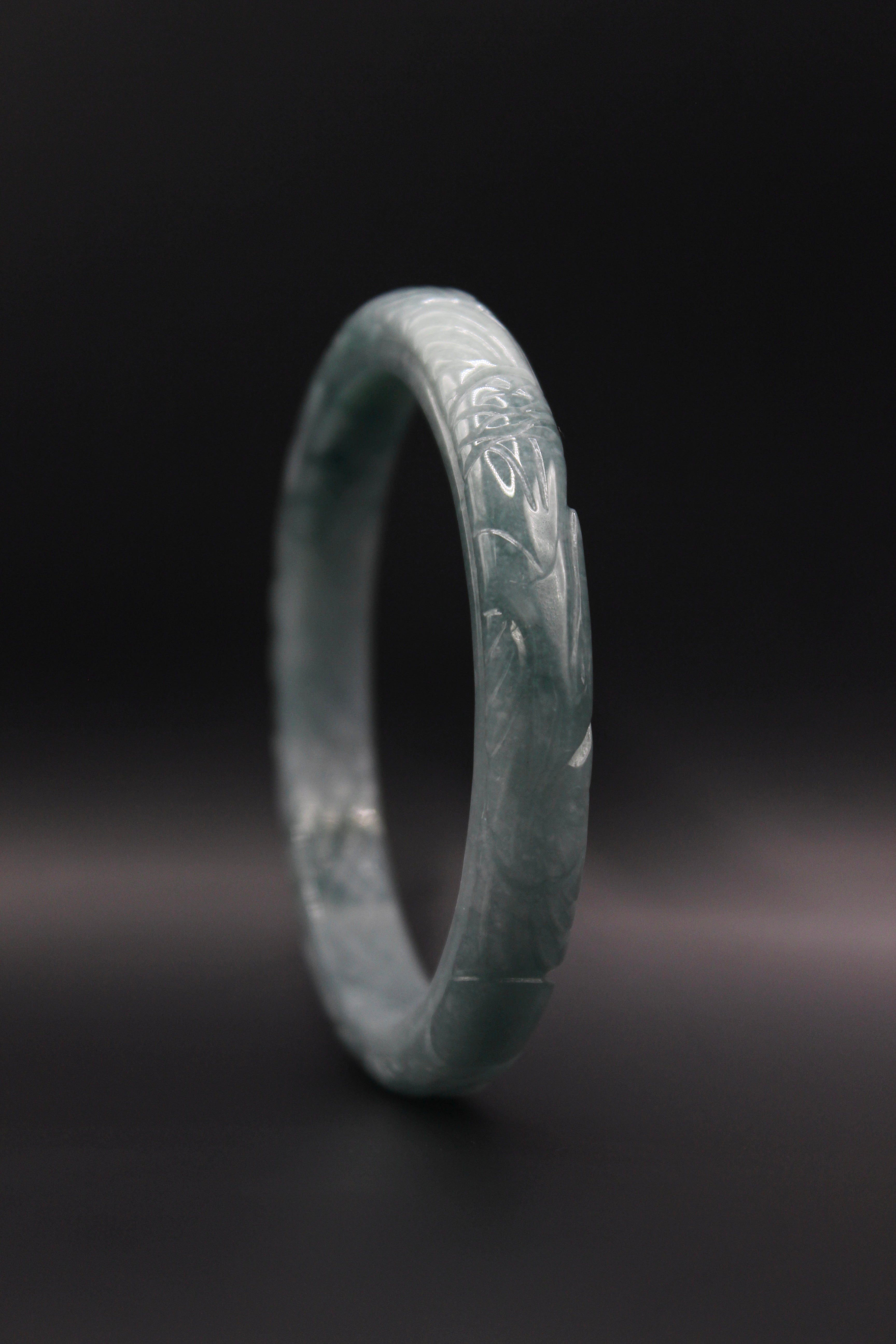 Phoenix Engraved Jade Bangle