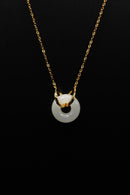 Double Ring Jade Donut Necklace