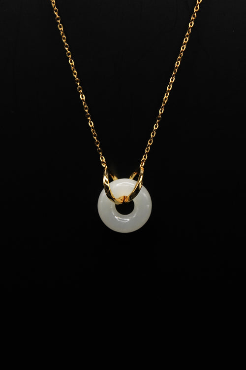 Double Ring Jade Donut Necklace