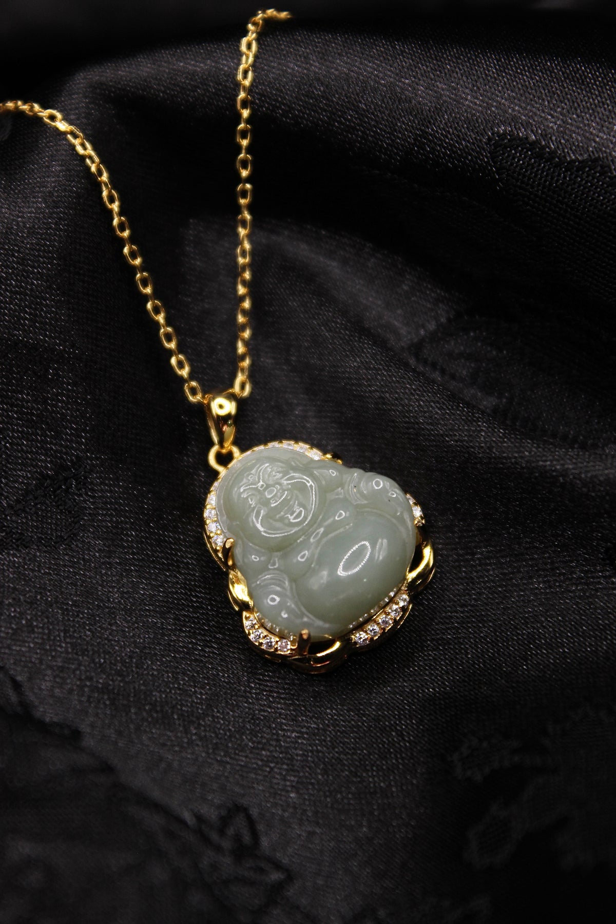 Gold Buddha Jade Necklace