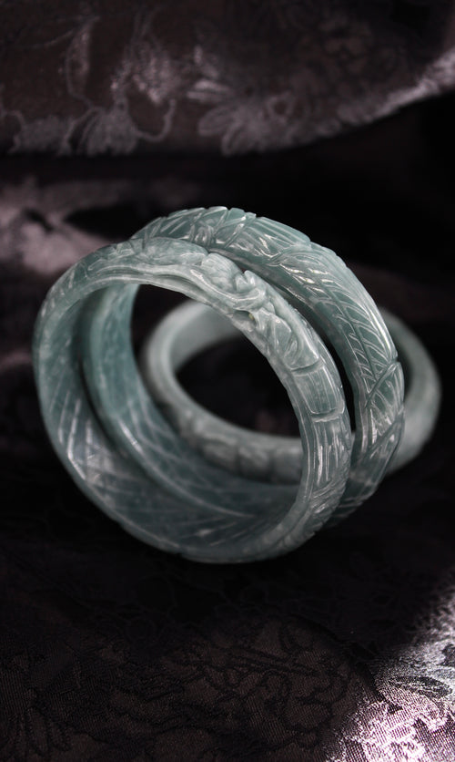 Phoenix Engraved Jade Bangle
