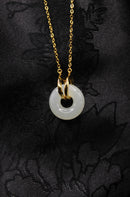 Double Ring Jade Donut Necklace