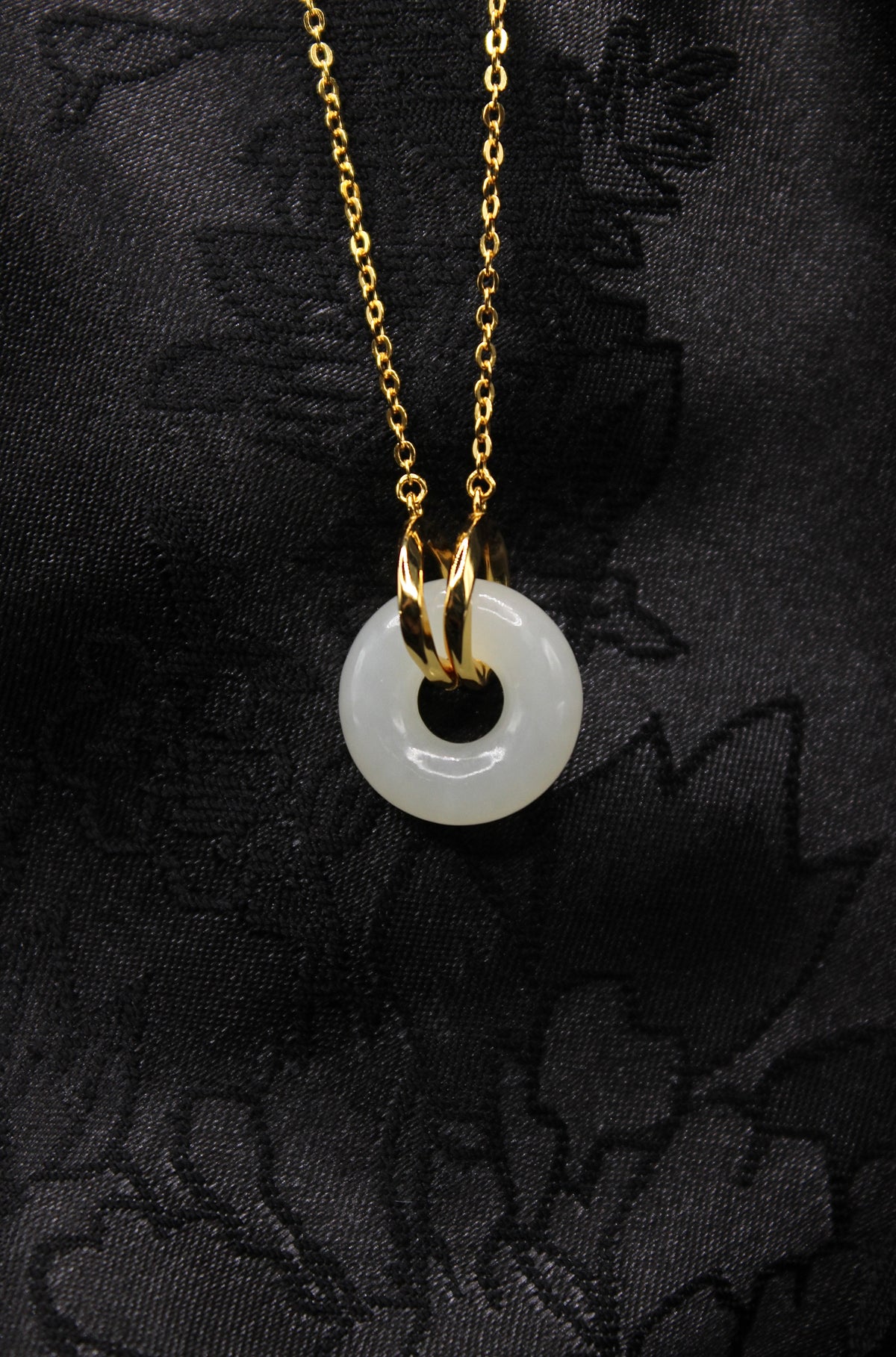 Double Ring Jade Donut Necklace