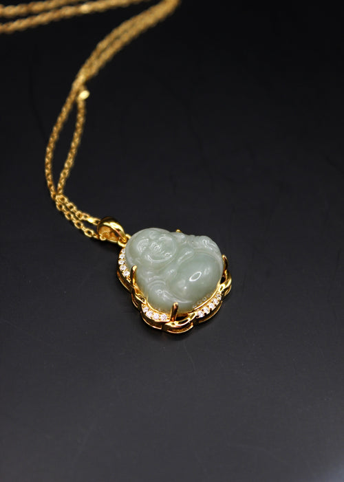 Gold Buddha Jade Necklace