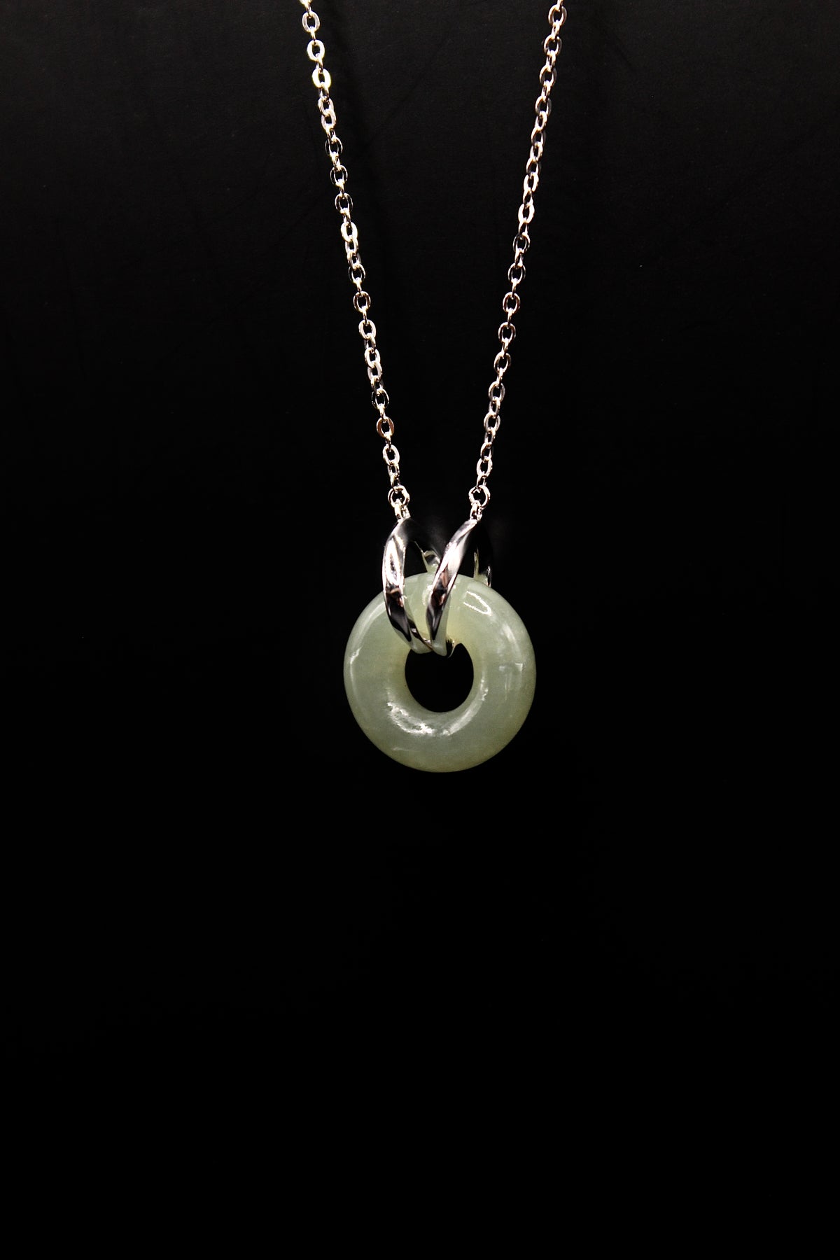 Double Ring Jade Donut Necklace