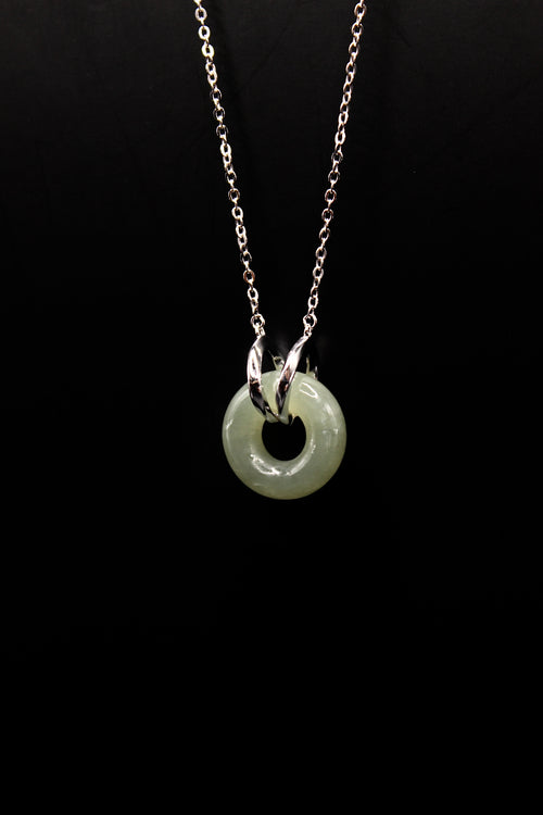 Double Ring Jade Donut Necklace