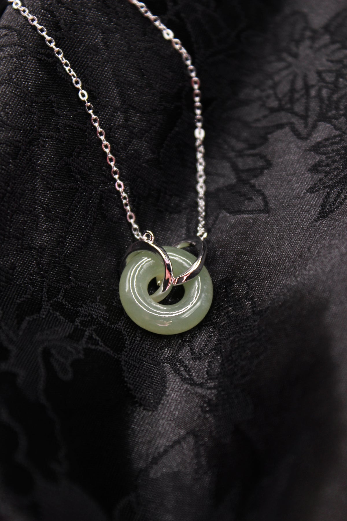 Double Ring Jade Donut Necklace