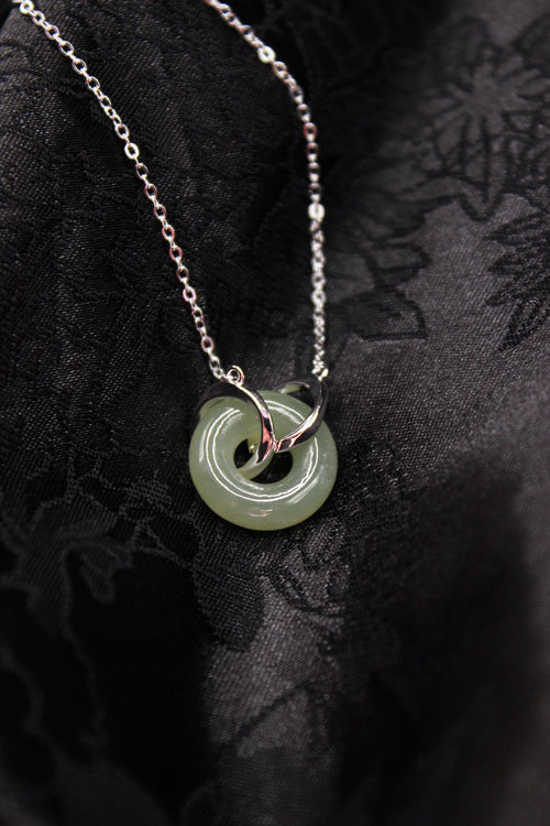 Double Ring Jade Donut Necklace