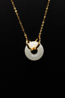 Double Ring Jade Donut Necklace