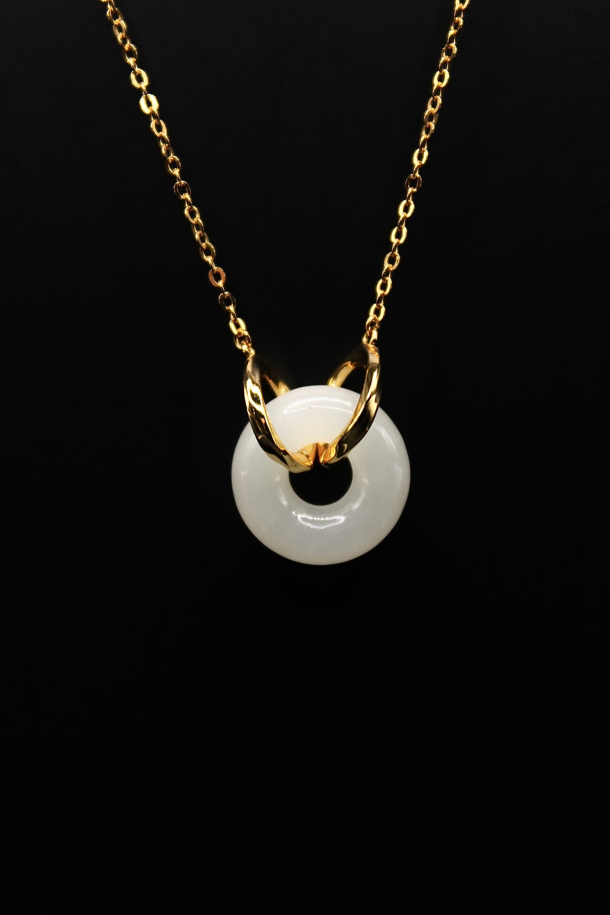 Double Ring Jade Donut Necklace