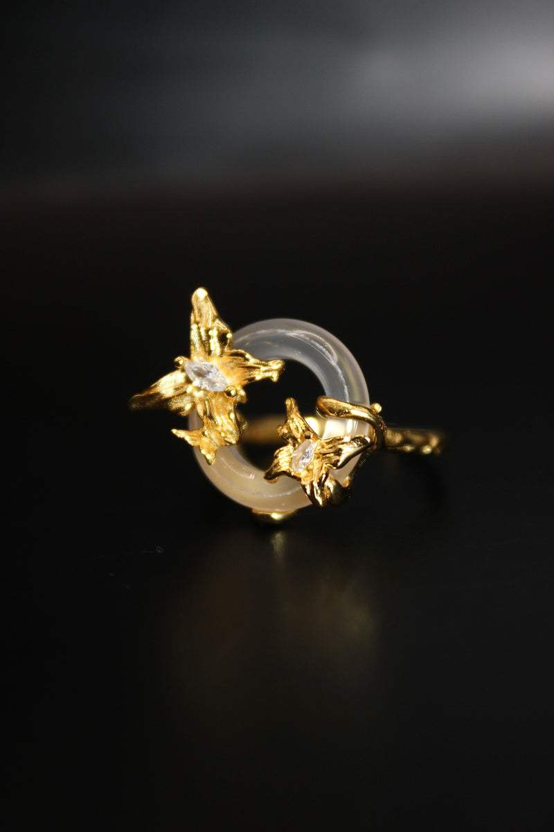 Plumeria Jade Ring