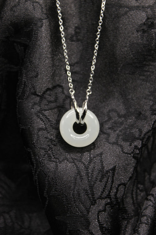 Double Ring Jade Donut Necklace