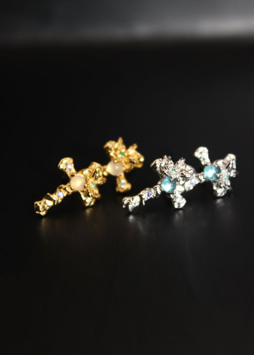 Lantern Bloom Cross Studs