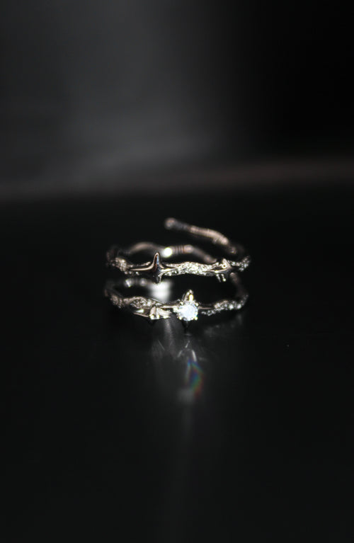 Sông Hương Starpath Silver Ring – Zircon Double Band | Kahlua Jade
