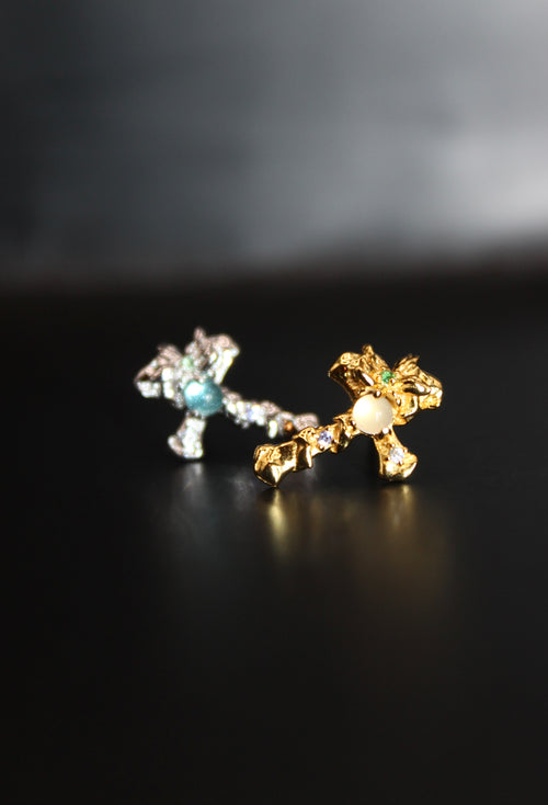 Lantern Bloom Cross Studs