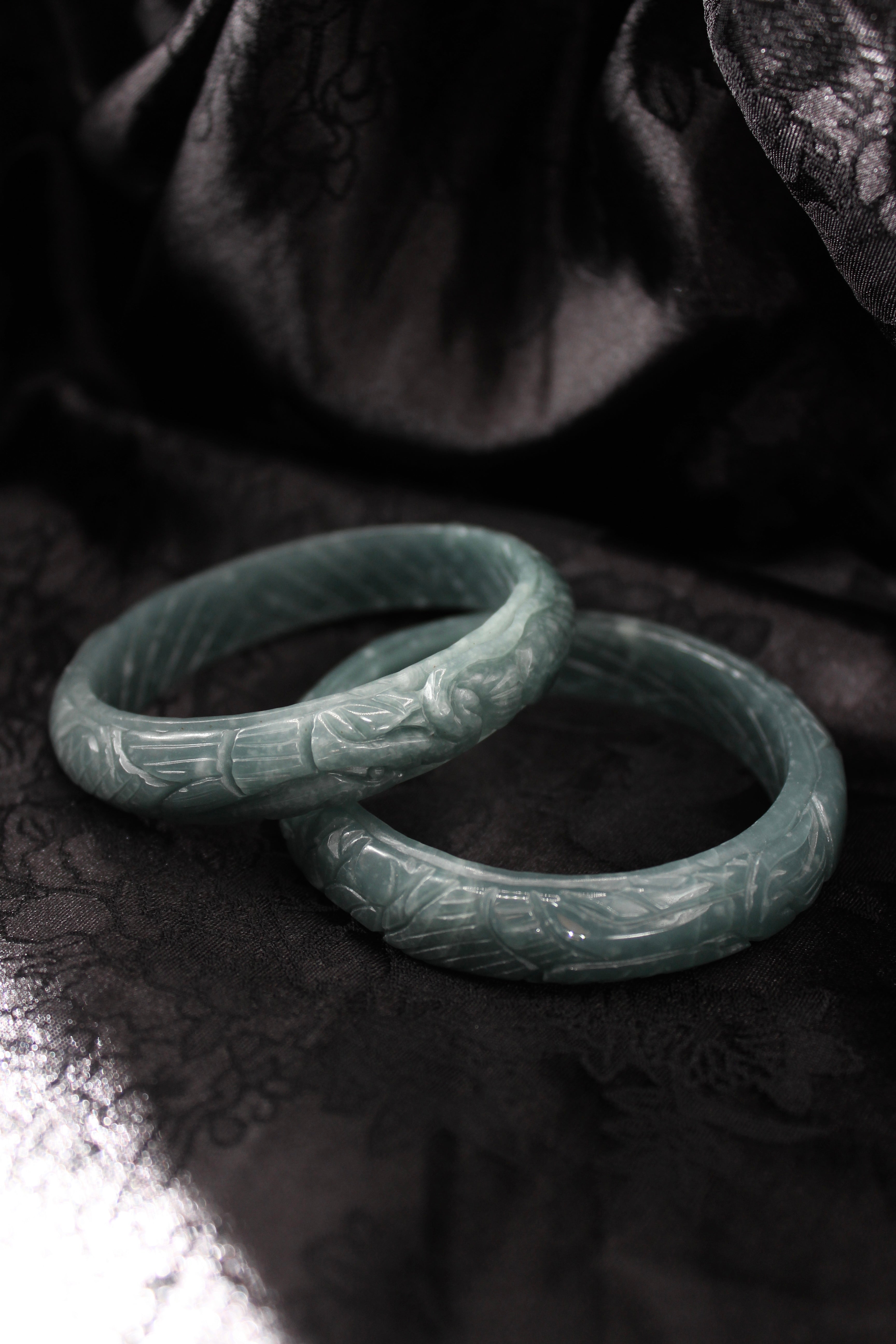 Phoenix Engraved Jade Bangle