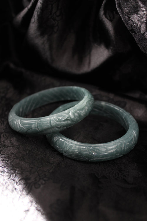 Phoenix Engraved Jade Bangle