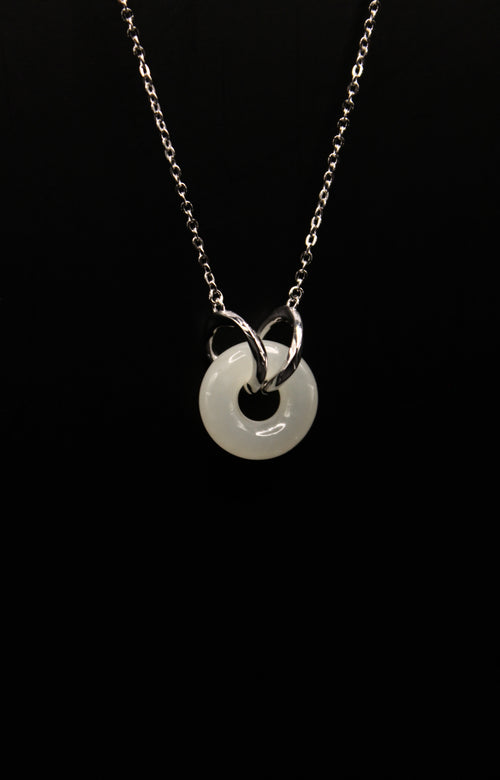 Double Ring Jade Donut Necklace