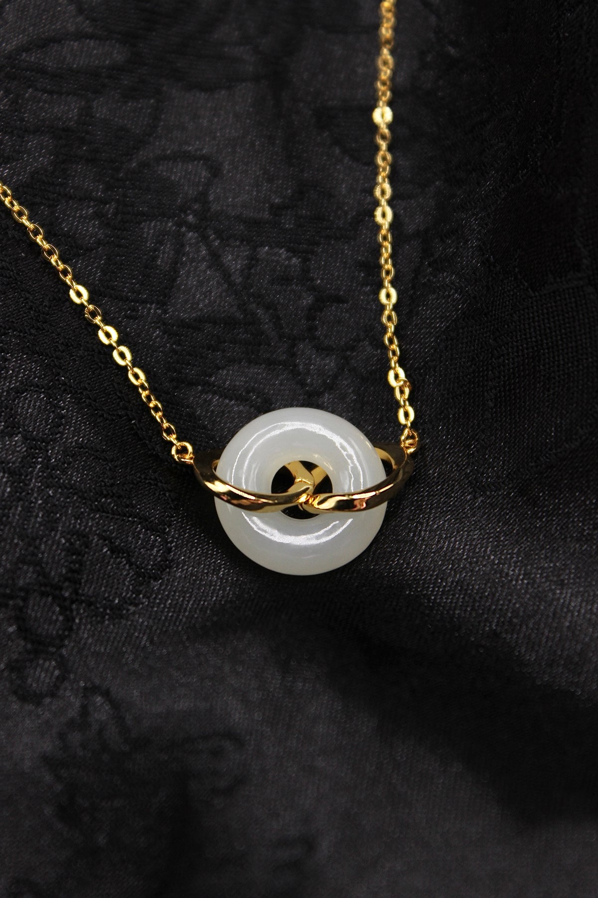 White Jade & Gold Chain