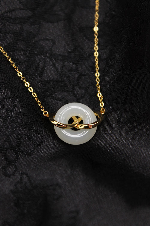 Double Ring Jade Donut Necklace