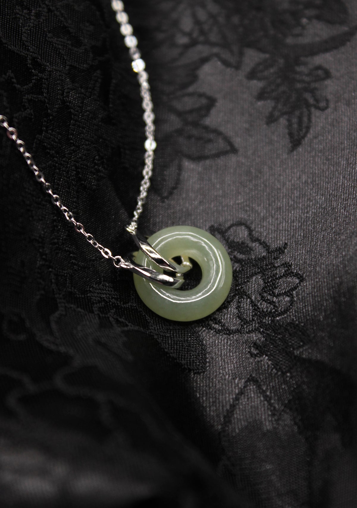 Double Ring Jade Donut Necklace