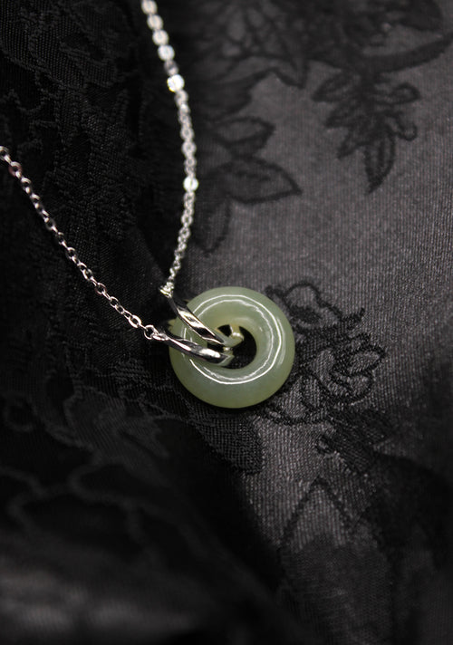Double Ring Jade Donut Necklace