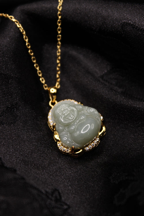 Gold Buddha Jade Necklace