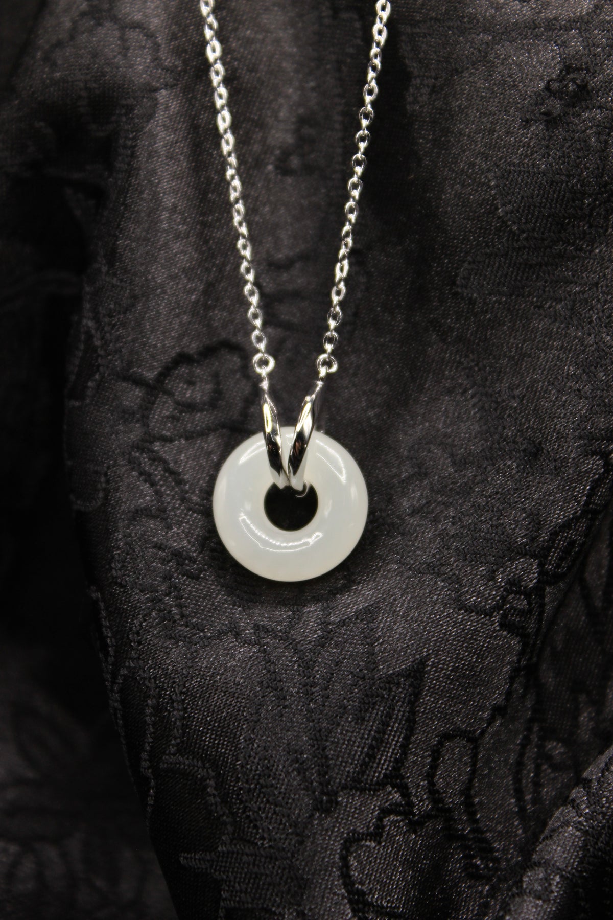 Double Ring Jade Donut Necklace