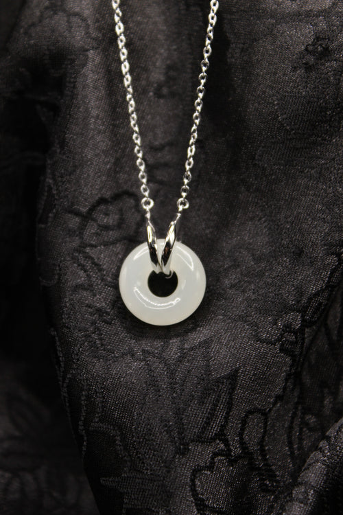 Double Ring Jade Donut Necklace