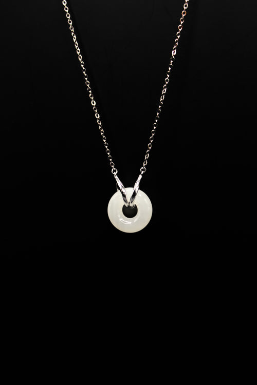 Double Ring Jade Donut Necklace