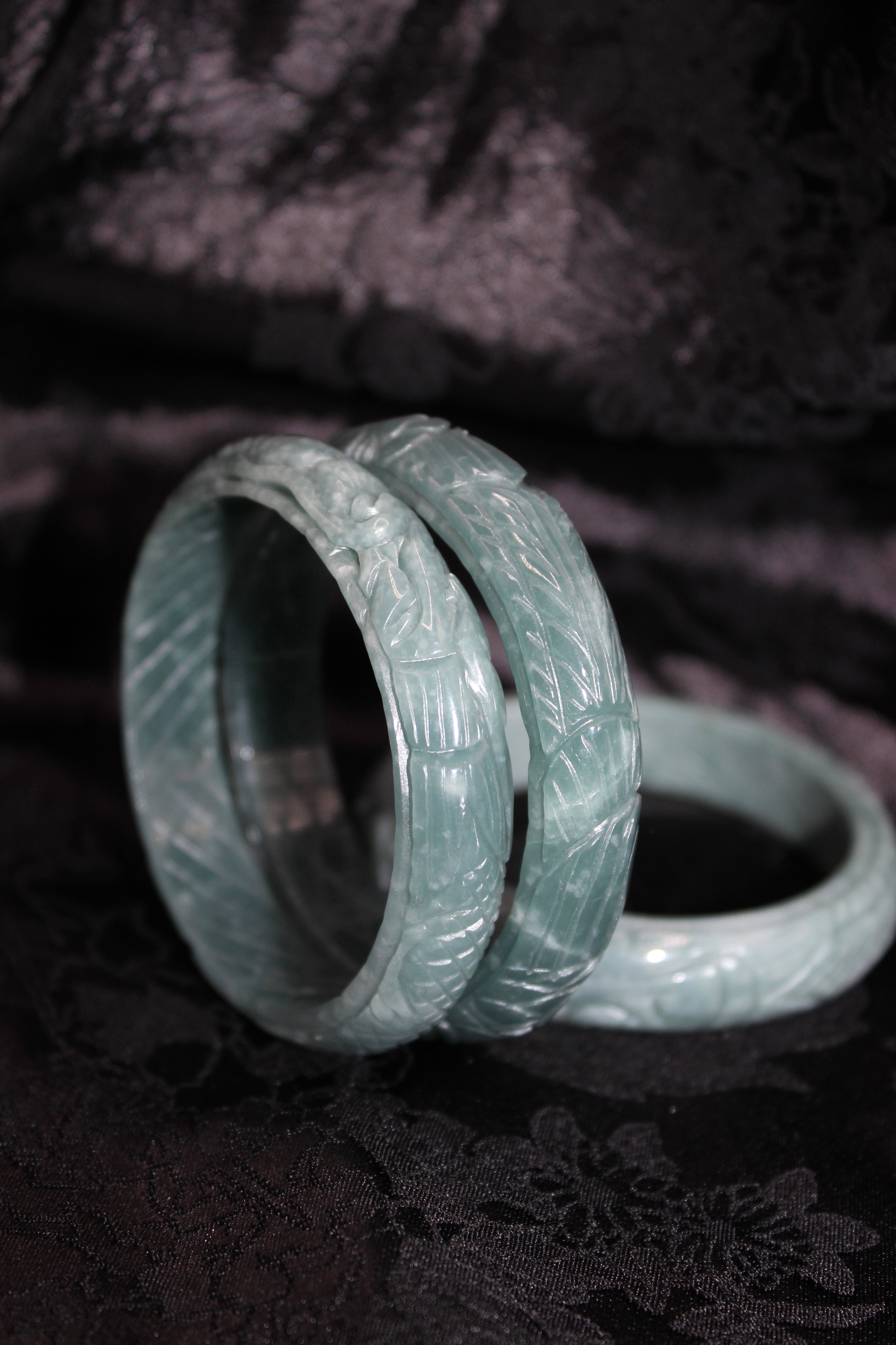 Phoenix Engraved Jade Bangle