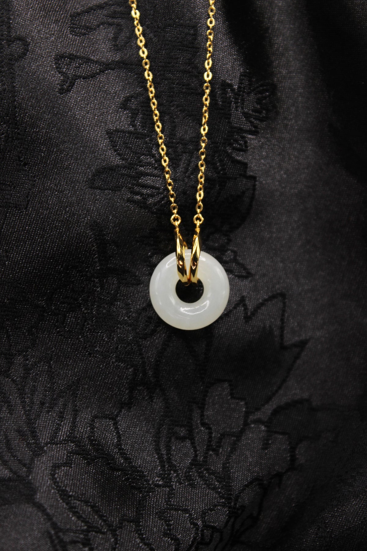 Double Ring Jade Donut Necklace