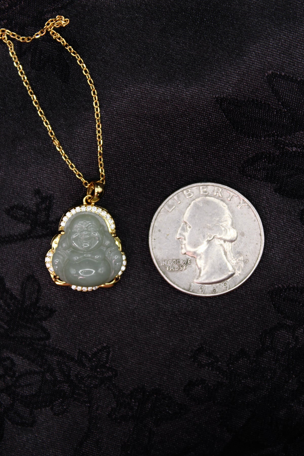 Gold Buddha Jade Necklace