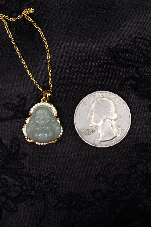 Gold Buddha Jade Necklace