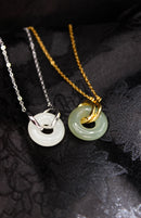 Double Ring Jade Donut Necklace