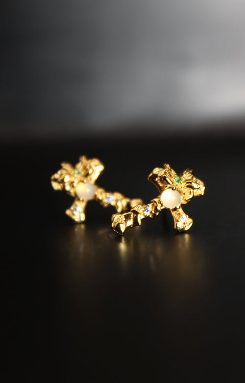 Lantern Bloom Cross Studs