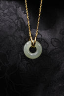 Double Ring Jade Donut Necklace
