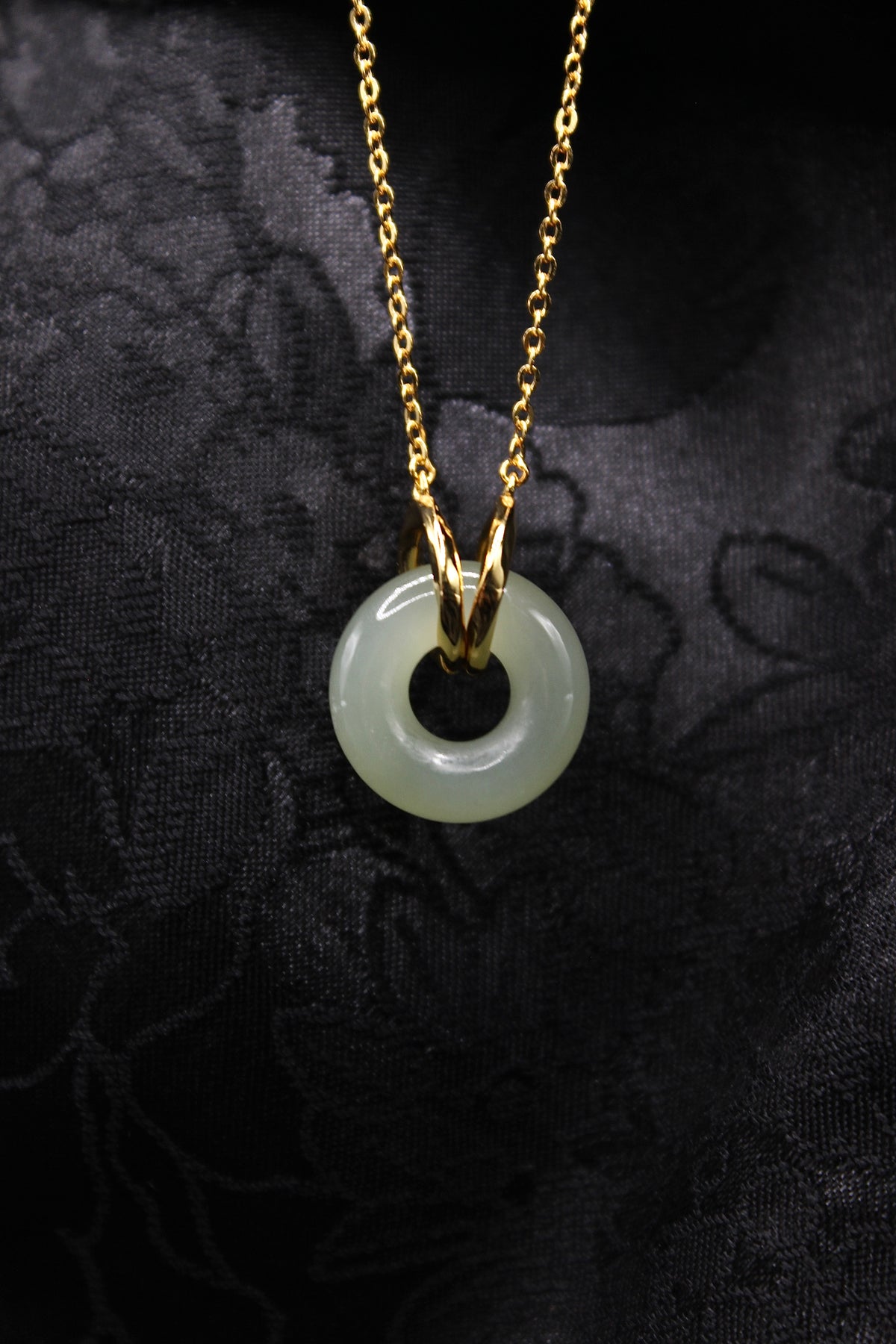 Double Ring Jade Donut Necklace