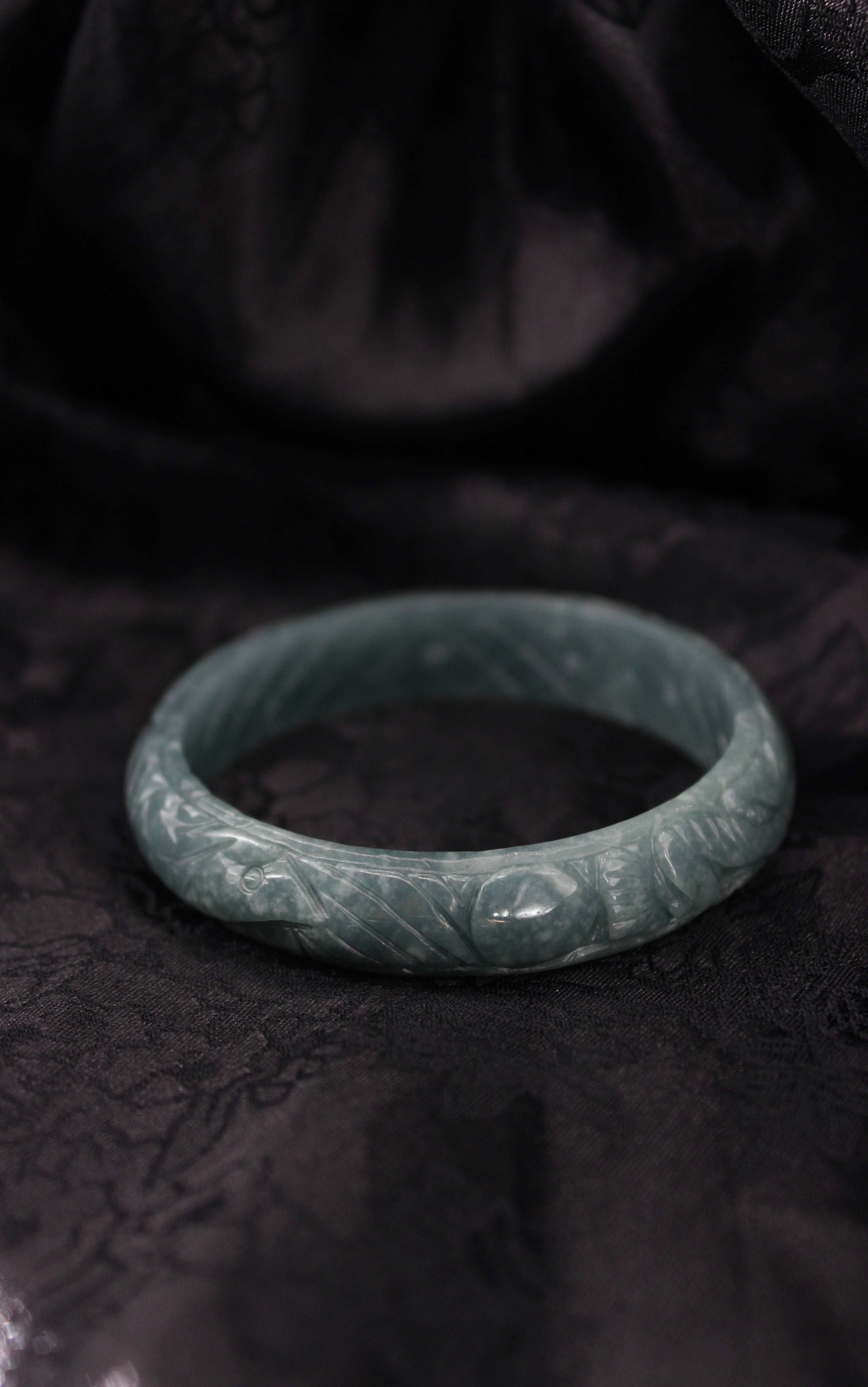 Phoenix Engraved Jade Bangle