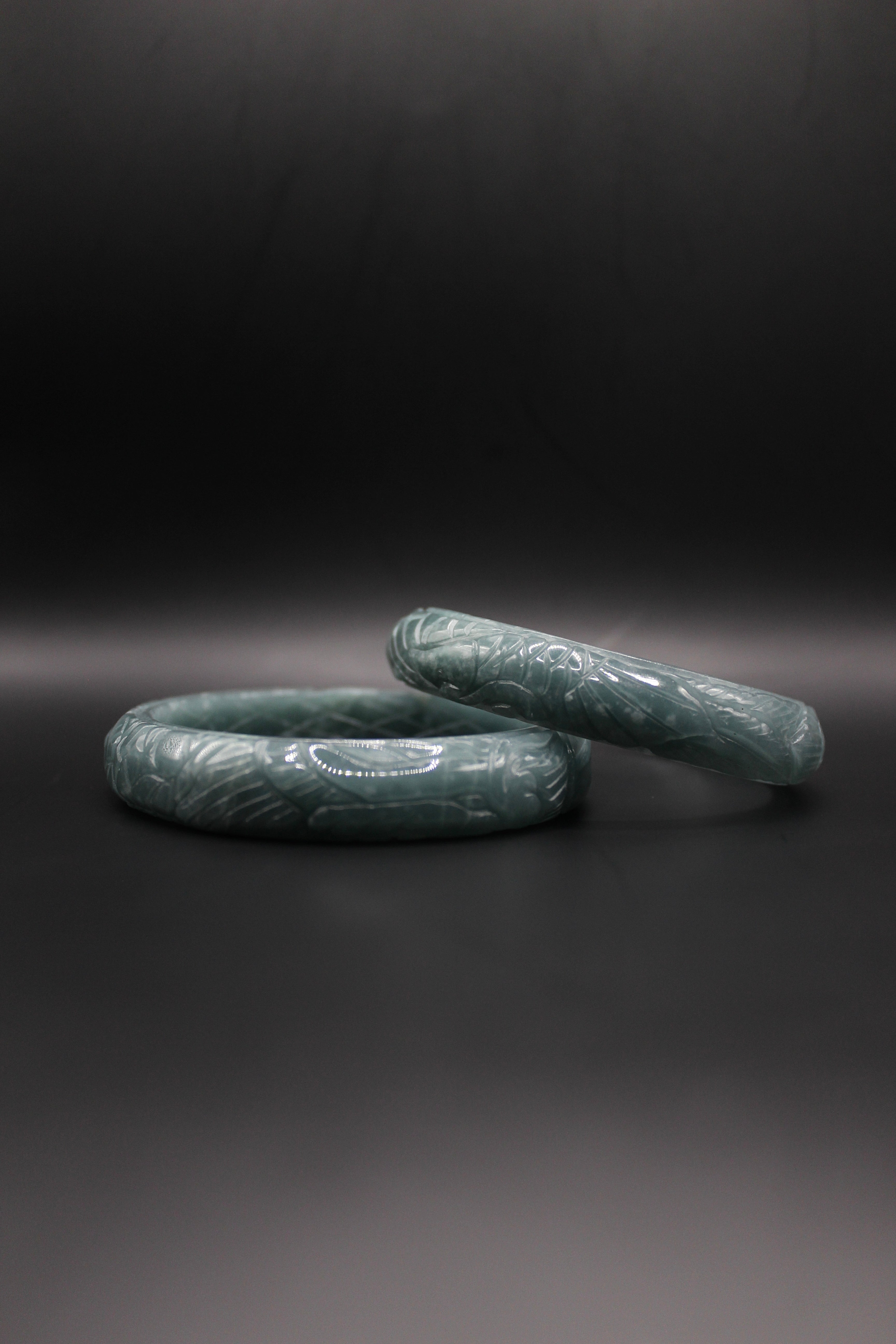 Phoenix Engraved Jade Bangle