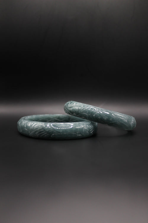 Phoenix Engraved Jade Bangle