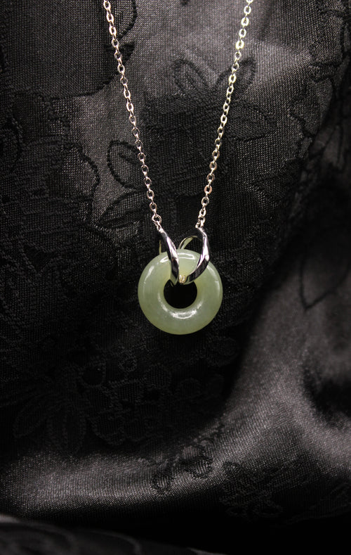 Double Ring Jade Donut Necklace