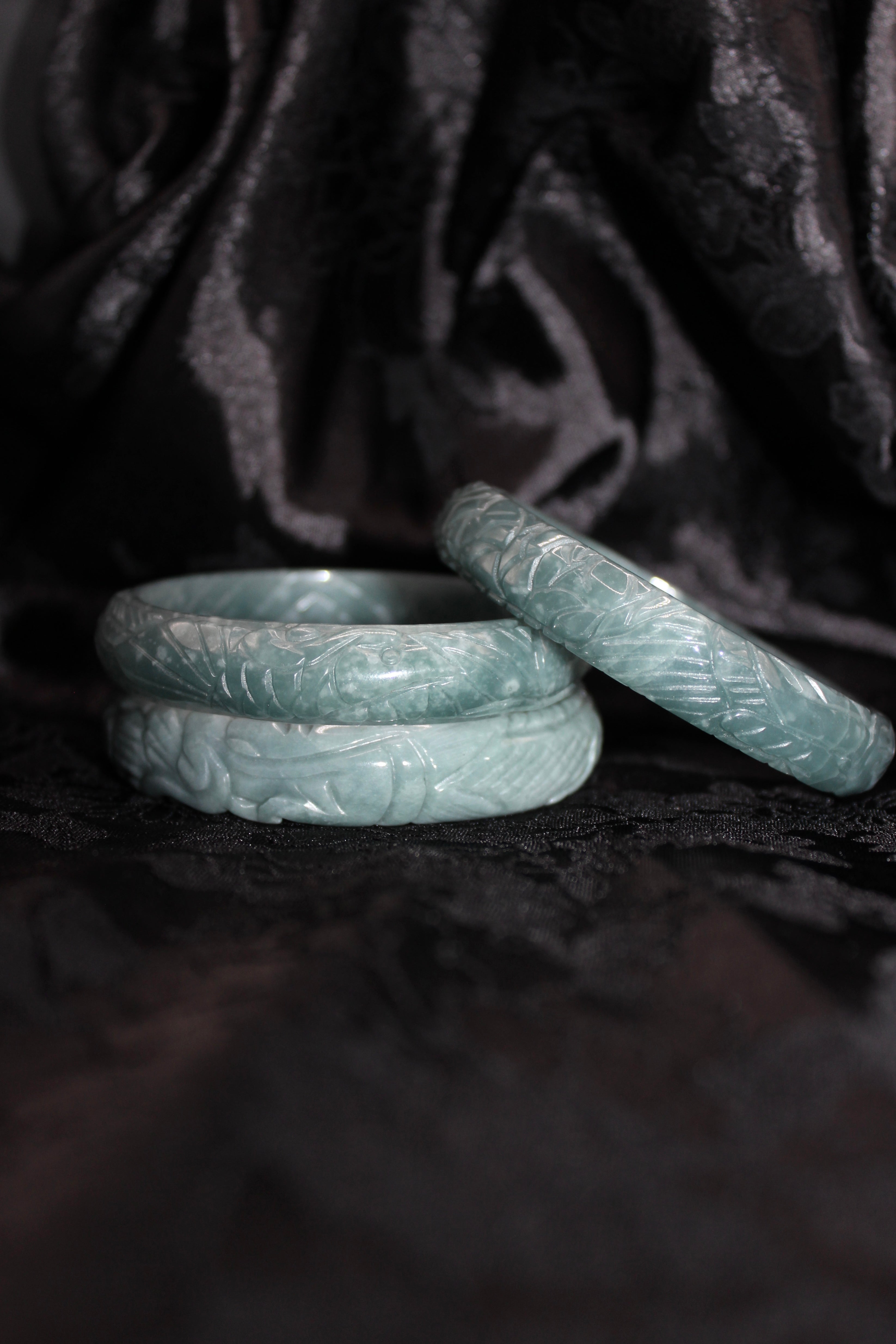 Phoenix Engraved Jade Bangle