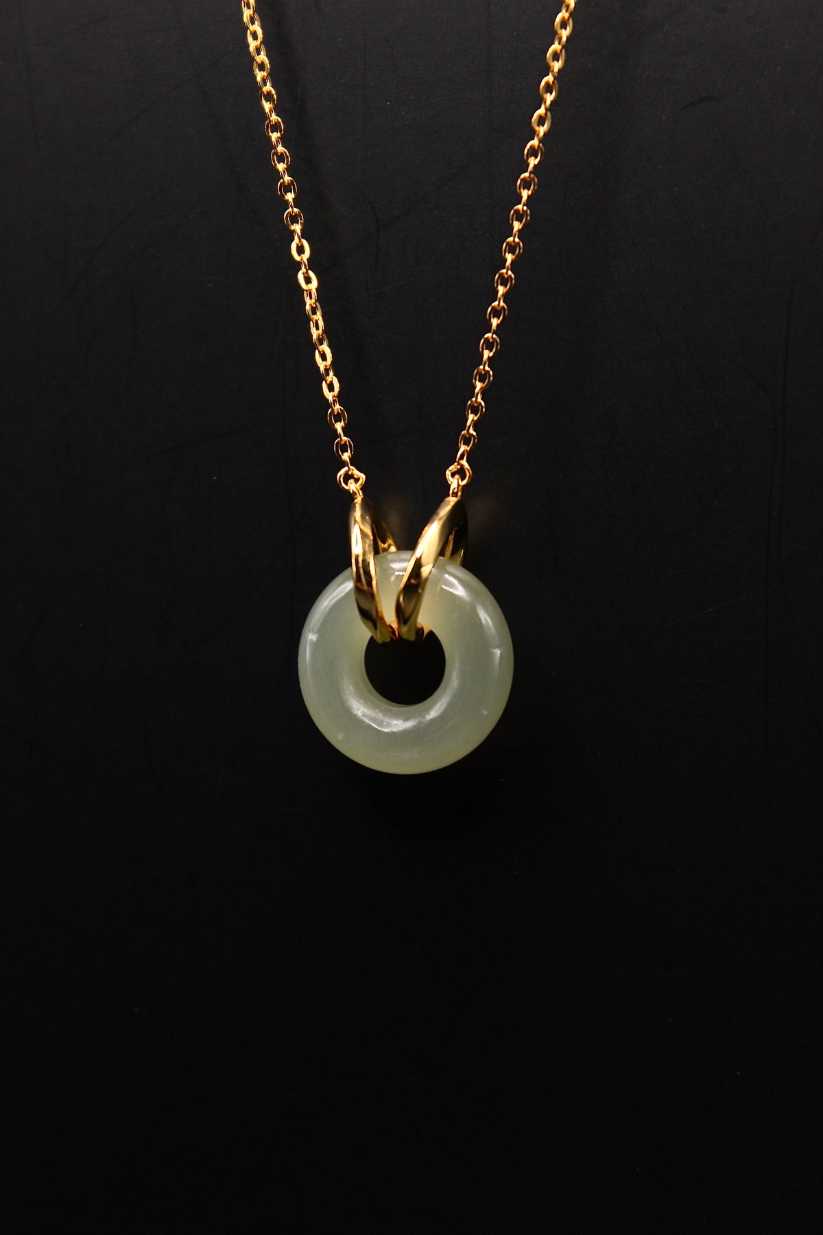 Double Ring Jade Donut Necklace