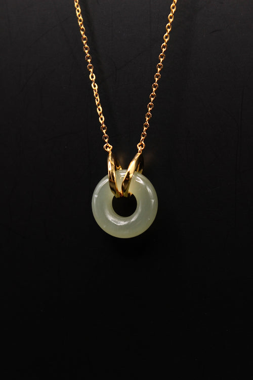 Double Ring Jade Donut Necklace