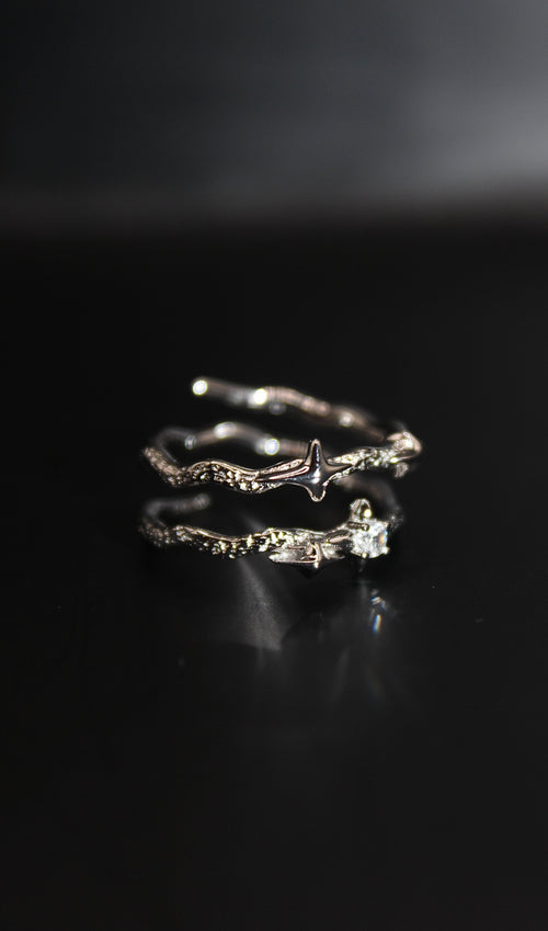 Sông Hương Starpath Silver Ring – Zircon Double Band | Kahlua Jade