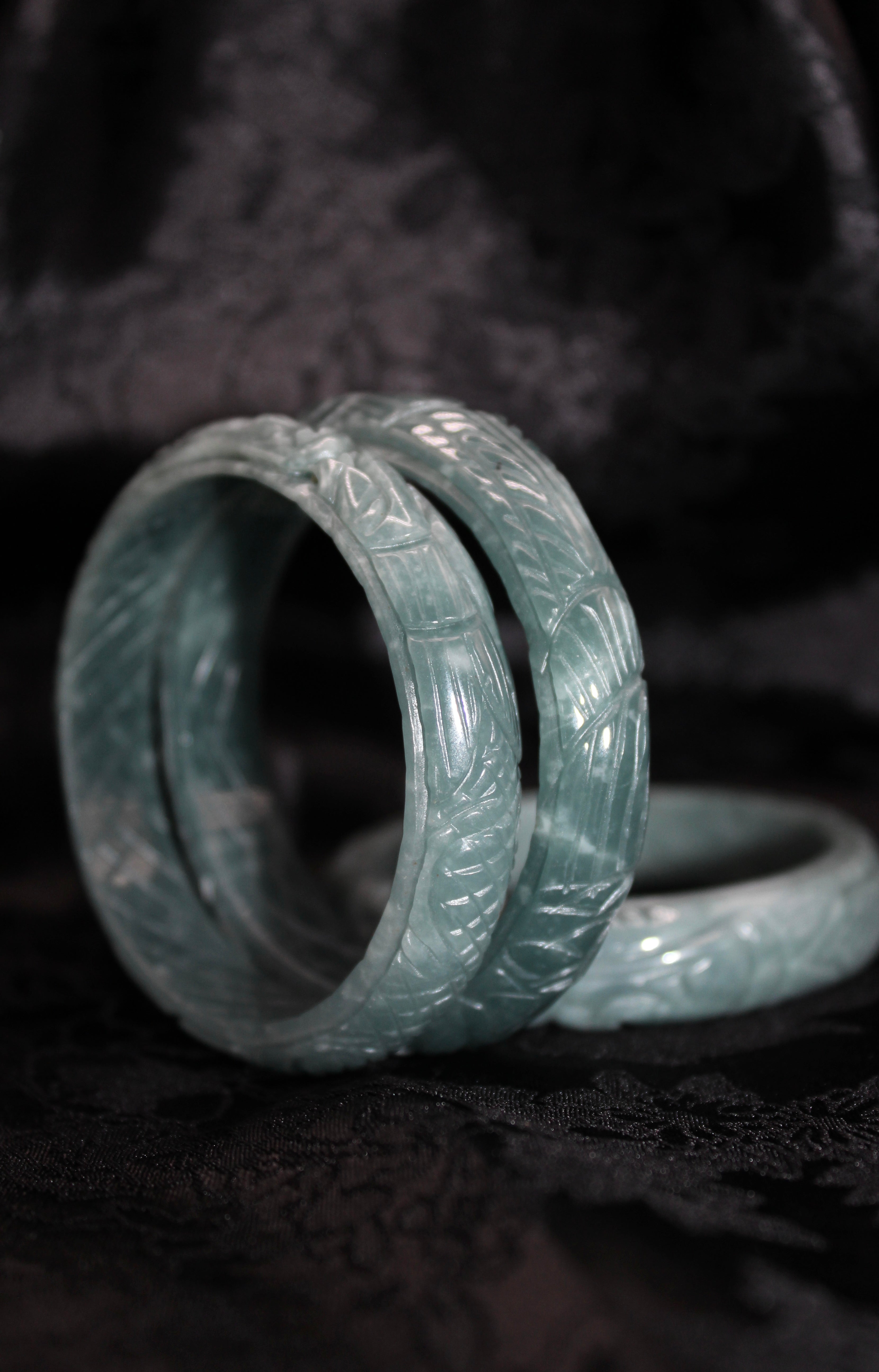 Phoenix Engraved Jade Bangle