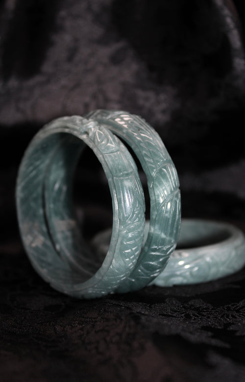 Phoenix Engraved Jade Bangle