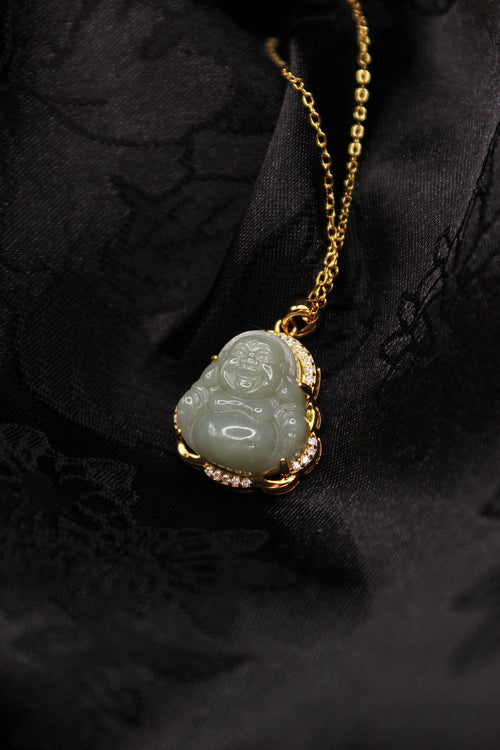 Gold Buddha Jade Necklace