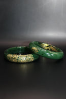 Gold Engraved Jade Green Bangle